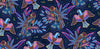Gondwana Australian Native Indigenous Dot Painting Birds of Pink, Purple, Blue and Yellow and Cream  on a background of  Blue, Pink and White - Whispers of the Valley Fabric
