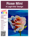 Flower design named rose mini in shades of cream orange pink blue green background blue quilt top foundation paper pieced legit kits
