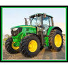Giant Green Tractor with yellow and black tyres on background of brown dirt KK Fabric7105A