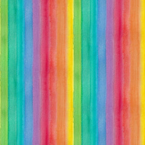 Bright water colour stripes down the fabric rainbow green turquoise aqua blue purple red oranges yellow 81320.103 By Nutex