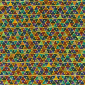  Ancient Egyptian patterns triangles green orange purple red gold Robert Kaufman RK22117201