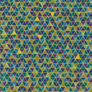  Ancient Egyptian patterns triangles green yellow purple blue gold Robert Kaufman RK2211778