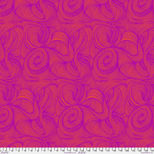 Adriane LeBan Geometric waves of colour in pink orange tones on cotton fabric PWAL024