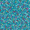 splashes of pink green white red yellow shaped like teardrops on a turquoise cotton fabric Bold Blooms 29905Q