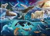 Arctic jungle theme white wolf owl seagull hare swimming blue whale grey walrus narwal dolphin seal fish orange jellyfish fish penguin brown hawk moose northern lights icebergs pine trees DV6008