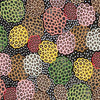 Black pink green yellow red brown interpretation of lotus flowers Australian Indigenous  fabric DAFB