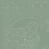 Green sashiko panel with a central koala and baby design outlined in white stitch guides, framed by traditional geometric and floral Japanese sashiko blocks – DV4098