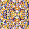Orange blue yellow flames on a white cotton fabric background