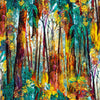 Australiana painting of eucalyptus gum tree hinterland vibrant colours yellow orange green turquoise brown white pink purple – 3012K