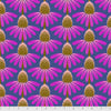 Blooming echinacea bright purple white petals dark brown light pink bud on dark navy background Anna Maria Horner PWAH075-Haute XLN