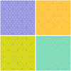 Small white love hearts across bright purple orange lime green backgrounds Tula Pink Besties XLN PWTP221