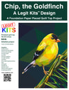 gold finch bird on green branch pieced via sewing paper fabric 