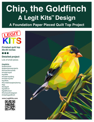 gold finch bird on green branch pieced via sewing paper fabric 