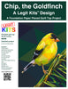 gold finch bird on green branch pieced via sewing paper fabric 