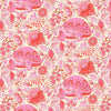 Turtles surrounded by leaves flowers in shades of pink on white background Tula Pink Besties XLN PWTP216