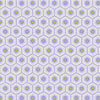 Flowers purple yellow white inside hexagon shape in shades of purple with white Tula Pink Besties XLN PWTP220