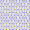 Flowers purple yellow white inside hexagon shape in shades of purple with white Tula Pink Besties XLN PWTP220