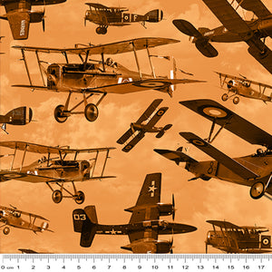  ANZAC war planes biplanes pilots fighters gunners flying shades of brown white against sky background 3095G - KEN1129