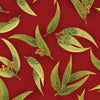 Gold etched Green toing gum leaves on Red background TTP241001