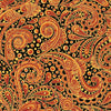 Rusty red, orange yellow paisley spots feather shapes black background 1031 0539