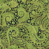 Shades of light through to dark moss green white highlights paisley spots feather shapes black background 1031 0544