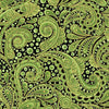 Shades of light through to dark moss green white highlights paisley spots feather shapes black background 1031 0544