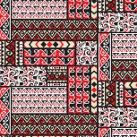 Indigenous New Zealand Maori using art through story Red black white geometric print blocks diamonds arrows swirls stripes chevron zigzag curl 80890.101 PORAKA BLOCKS