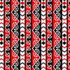 Traditional Maori Indigenous New Zealand Story telling using Red black white geometric vertical stipe print diamonds arrows triangles chevron zig zag curl 80890.102 PORAKA STRIPE