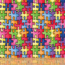 Autism Awareness – Jig Saw looking pieces in colours of blue green red purple pink yellow orange - 19596-multi