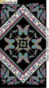 Panel featuring Butterfiles etched with gold in colours of Green Teal Purple Pink Blue Yellow on Black Background framed in a square of white border 2020.0512