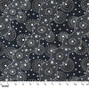 Bush Plum Trees depicted in Indigenous dot painting in colours of blue, black, white,  BDUB