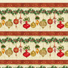 Christmas Stripe, Legend with Baubles, Holly & pine cones presented in a border view coloured with Red, green, gold, white, cream, yellow - 9521-44