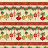 Christmas Stripe, Legend with Baubles, Holly & pine cones presented in a border view coloured with Red, green, gold, white, cream, yellow - 9521-44