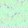 Colourful Doves in Purple, Green, Orange, with stars on a Lime Mint background