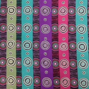 Indigenous dot painting in colours of olive, green, purple, pink, black green, depicting Desert flowers MST1007 DESB