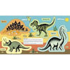 Stegosaurus, Triceratops, Tyrannosaurus Rex Brontosaurus  Cotton fabric panel with 4 dinosaurs in green, grey and brown. Cut and sew each shape to make a cuddly cushion DV5011