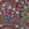 Dancing figures in Indigenous dot painting coloured red black blue green white MST1009 DSR