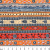 Picture depicts Dreaming of Bush Food Witchetty Grub, Kangaroo Path, Long Neck Turtles and Hone Ants Waterhole, Flowers in colours of Orange, Brown, Cream, Grey, Yellow, Black and White through Aboriginal Dot Painting and Dreamtime Storytelling - Whispers of the Valley Fabrics 