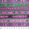 Picture depicts Dreaming of Bush Food Witchetty Grub, Kangaroo Path, Long Neck Turtles and Hone Ants Waterhole, Flowers in colours of Green, Purple, Yellow, Black and White through Aboriginal Dot Painting and Dreamtime Storytelling - Whispers of the Valley Fabrics 