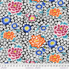 Featuring Vibrant fluorescent colours of pink, rust, brown, green, aqua, purple on a black base with tiny white daisy shape flowers of white and bursts of larger flowers - Feb 2022 Kaffe Fassett Collective - PWGP186.CONTRAST