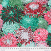 Featuring Chrysanthemum flowers Vibrant fluorescent colours of pink, red, green, grey and a hint of purple on a black base - Feb 2022 Kaffe Fassett Collective - PWPJ041.BLUSH