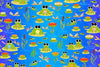 Animated Green Frogs on Lilypad’s on a graduating blue toning with pink orange red white and yellow dragonflies flying around yellow red green flowers – 28695-B