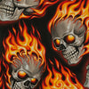 Skulls on black background surrounded by flames in orange yellow white 8668A
