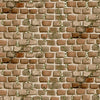 house bricks printed on fabric in autumn brown tonings  with a green vine growing randomly through Little Ones 445-83