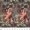Goanna Lizard pictured in colour Black, black and white background with Green, Yellow, White and Red MGBL - Whispers of the Valley Fabrics