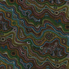 brown yellow green pink blue white tonings of flowing stripes rippling in a meandering fashion indigenous painting with dots 11240.102