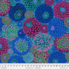 Life like blue tonings, pink green magenta teal black chrysanthemums printed on fabric    PWPJ114.BLUE