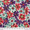 Pinwheel flowers in colours of green crimson red purple white black yellow gold printed on fabric    PWPJ117-CONTRAST