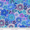 Blue toned Hellebore flowers of blue magenta teal purple white yellow green printed on fabric    PWPJ118-BLUE