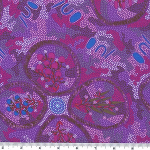 Indigenous dot art purple blue pink fuscia lilac lavender white berries purple background Aboriginal Popular Bush Tucker Purple PBTP